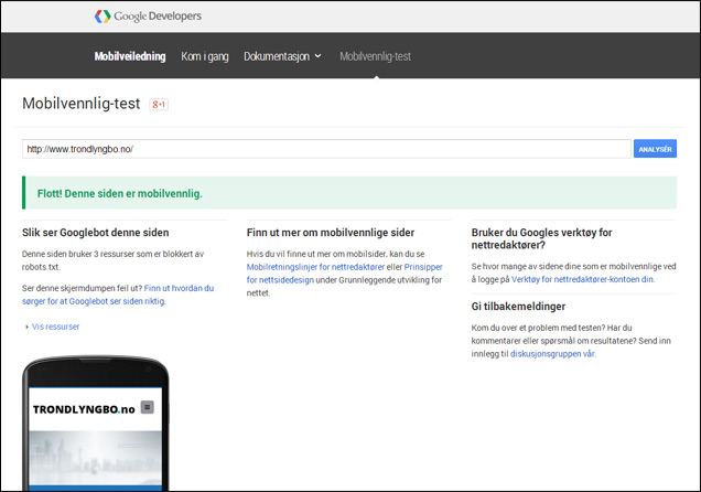 Googles mobilvennlig-test