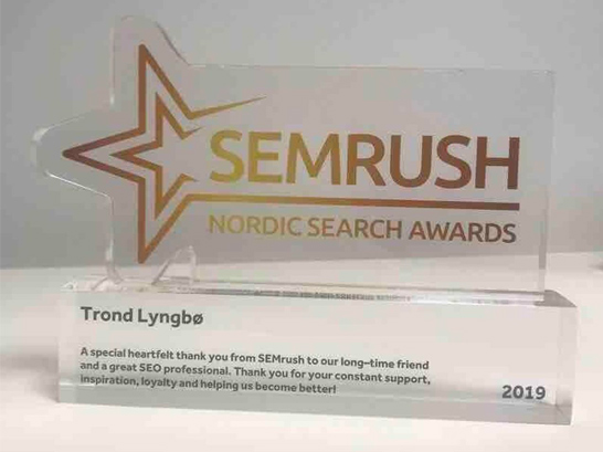 Nordic Search Awards Winner: Trond Lyngbø, Senior SEO Konsulent i Search Planet AS i Oslo, Norge.